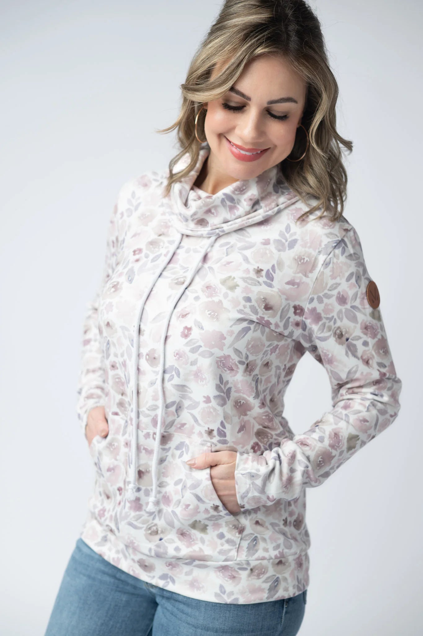 264 IN STOCK Soft Funnel Neck - Blush Floral