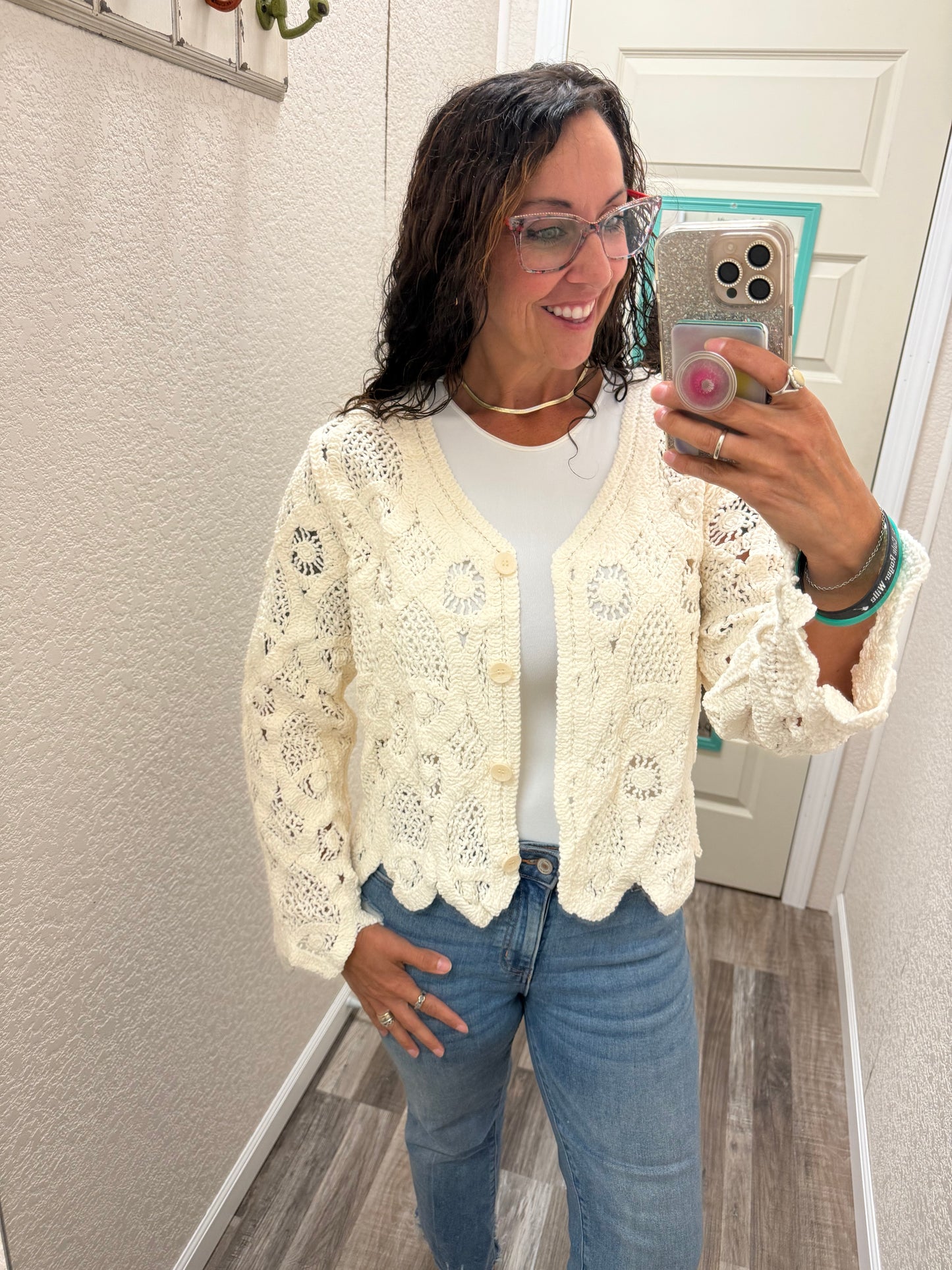 Denali Long Sleeve Crochet Cardigan