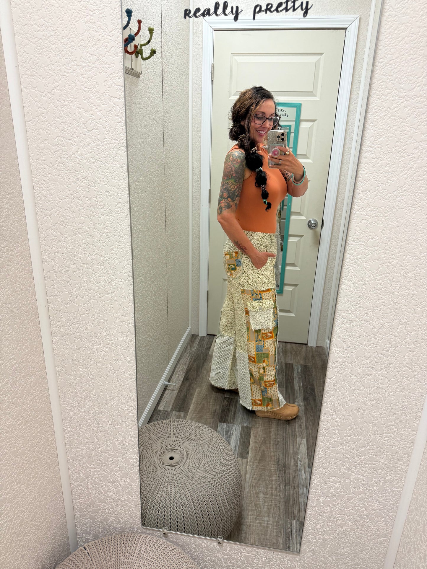 StarFlower Patchwork Wide Leg Pants