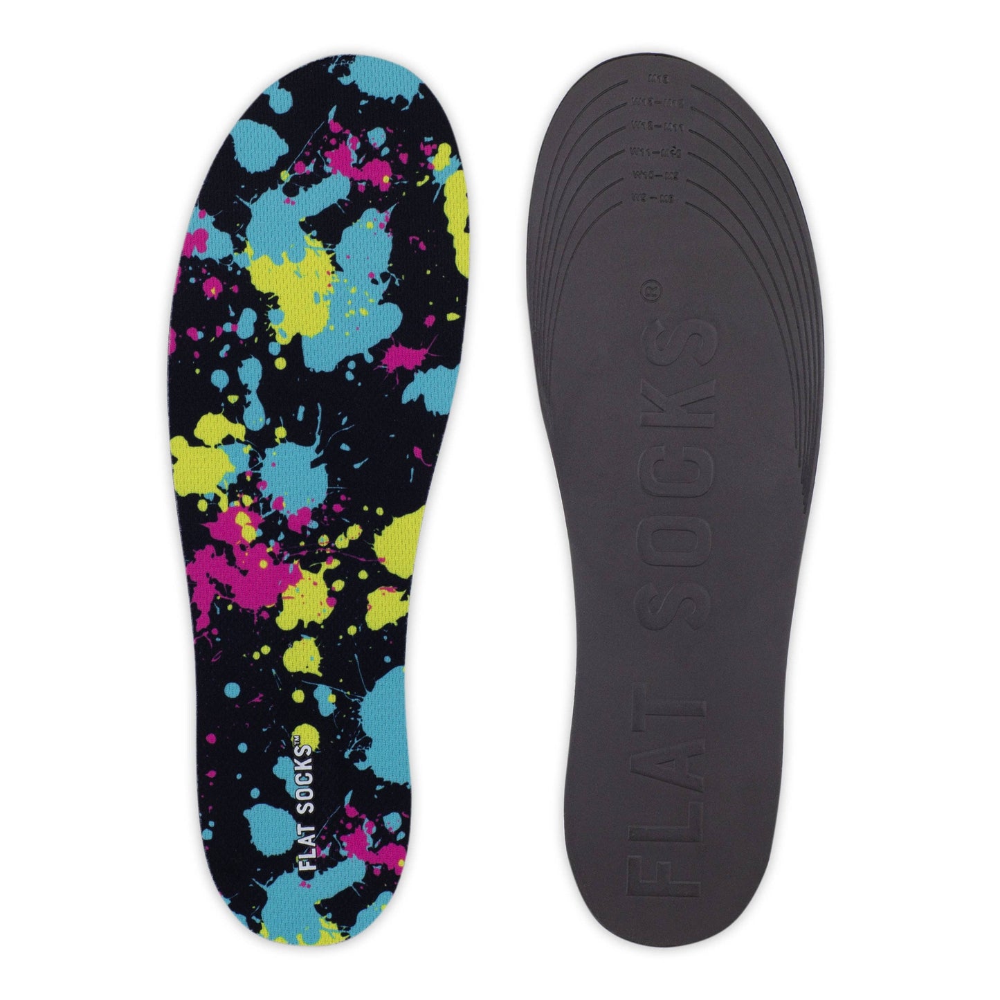 Paint Splatter FLAT SOCKS: One Size Small Fits up to Women's 11, Men's 10