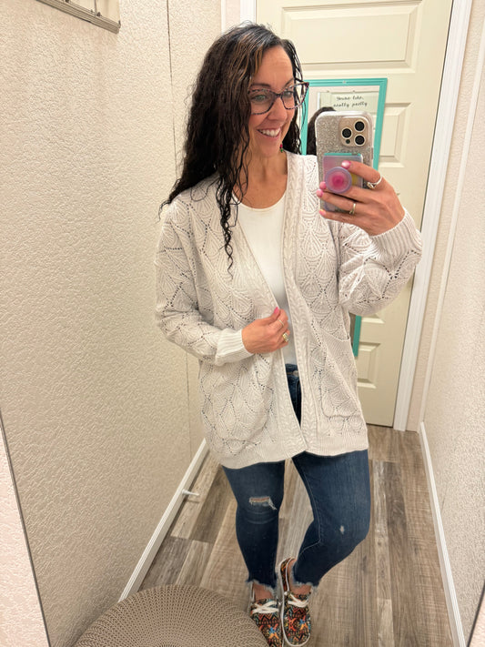 Open Knit Cardigan - Ivory