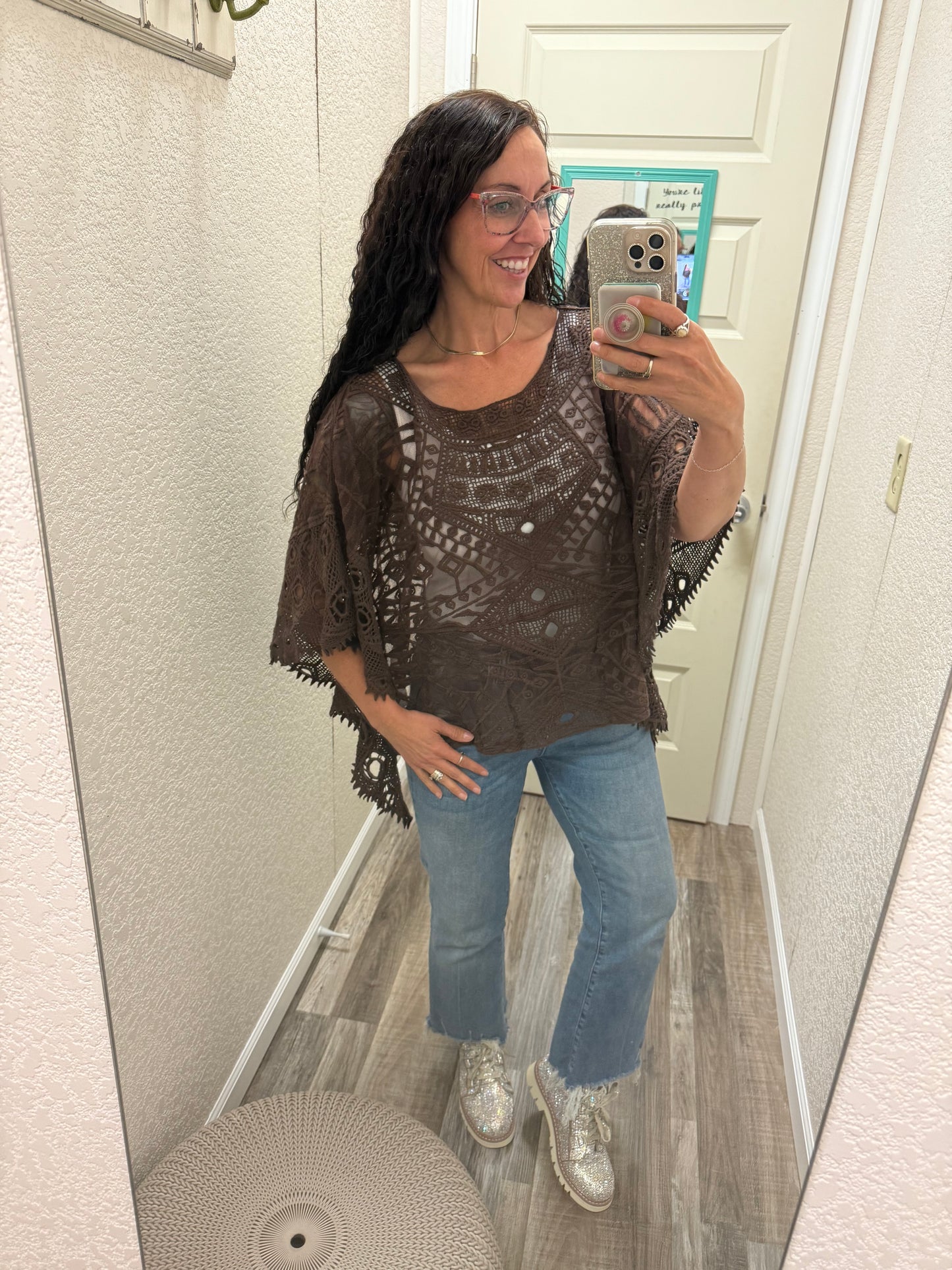 Brown Anastasia One Size Crochet Overlay