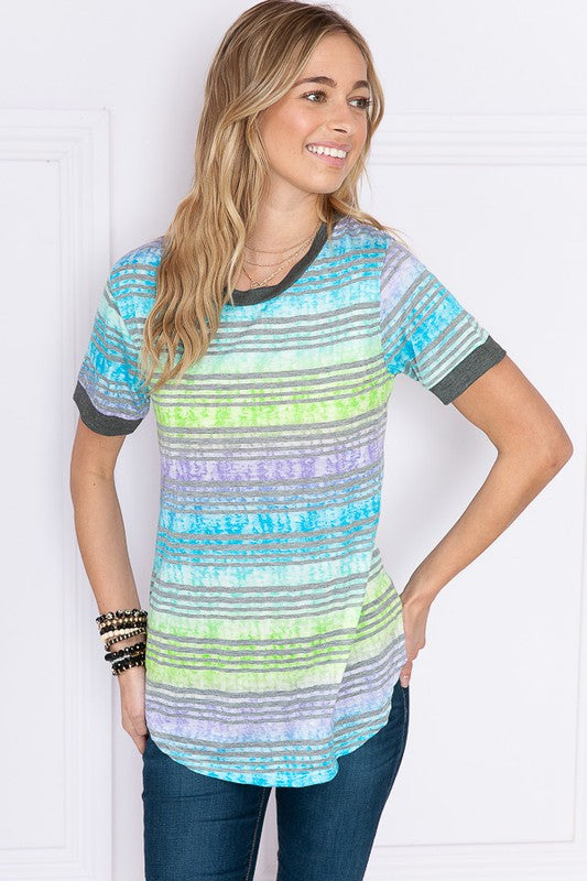 Summer Stripes Short Sleeve Top