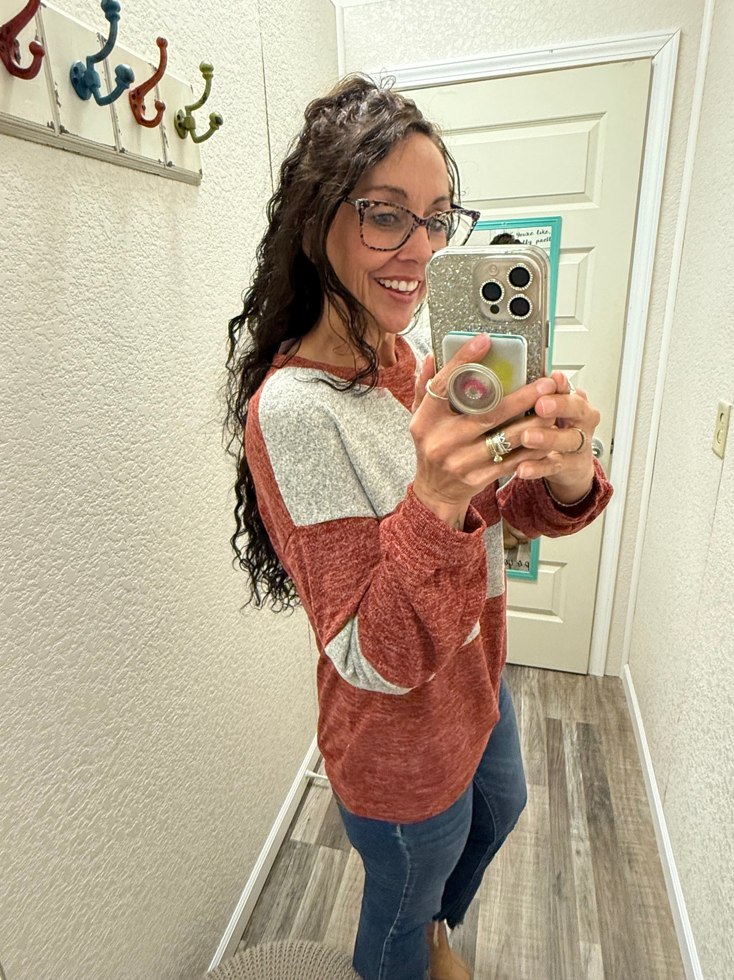 Two-Tone Contrast Casual Top