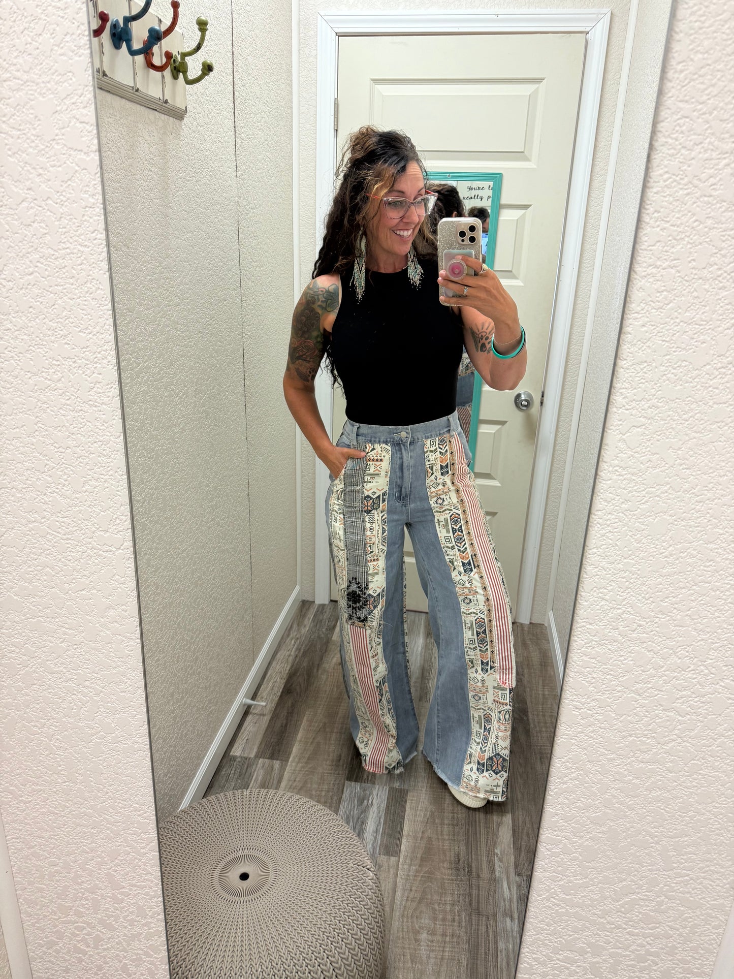 Deena Patchwork Flare Pants