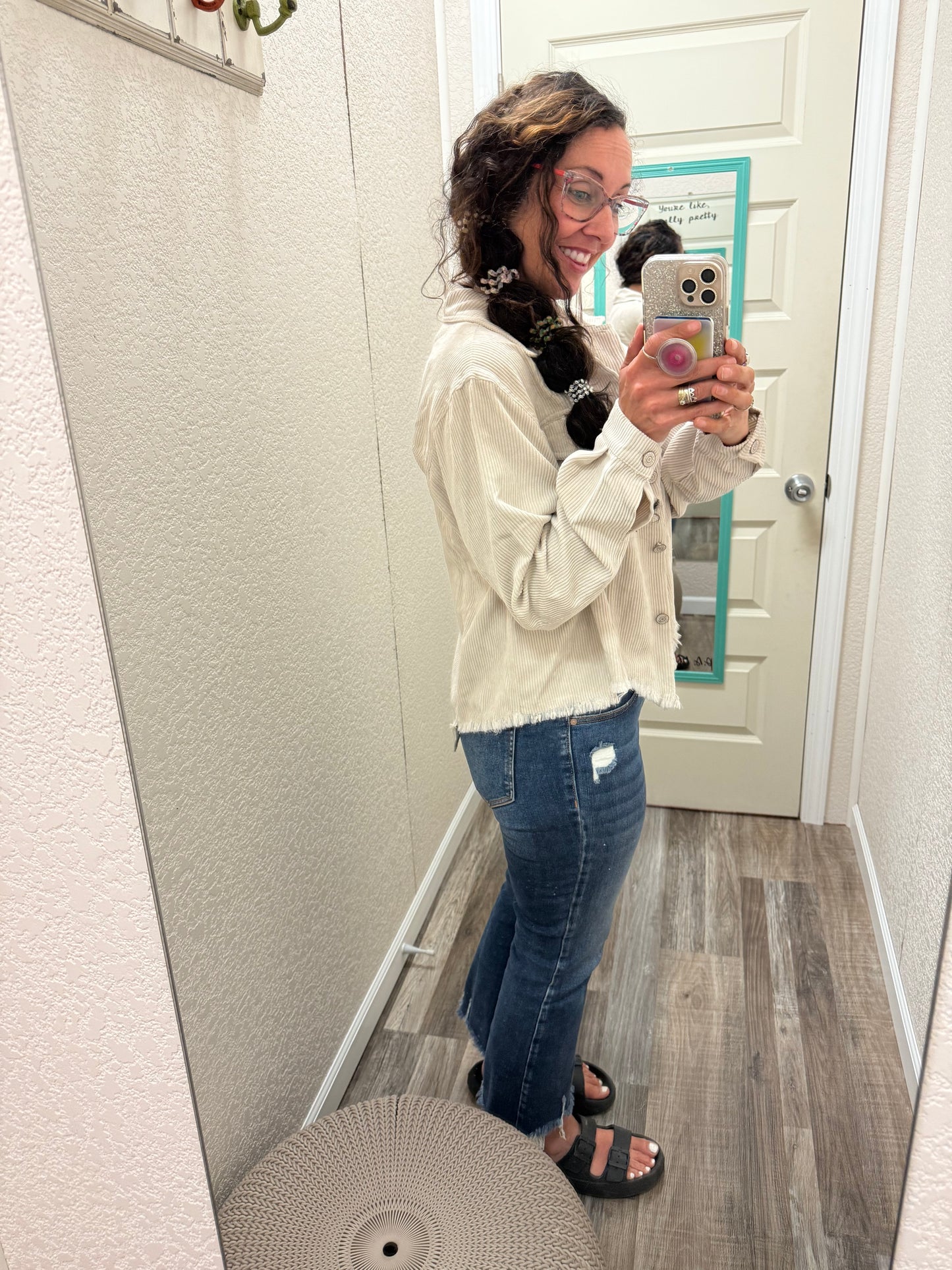 Britt Distressed Corduroy Cropped Jacket