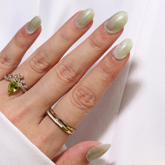 Velvet Lime | Light Green Velvet Finish Spring Press-On Nail