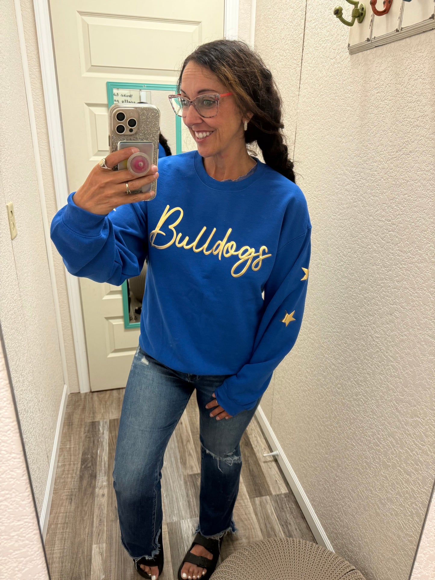 Bulldogs Gold Puffy Metallic Crewneck