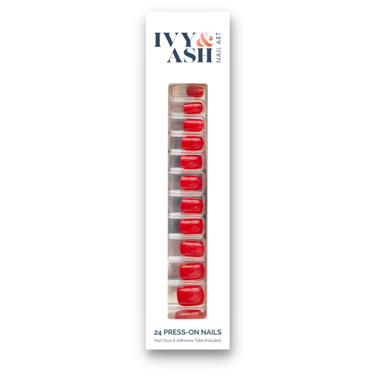 Red Hot | Bright Spicy Red Short Fake Nails Press-On Nails
