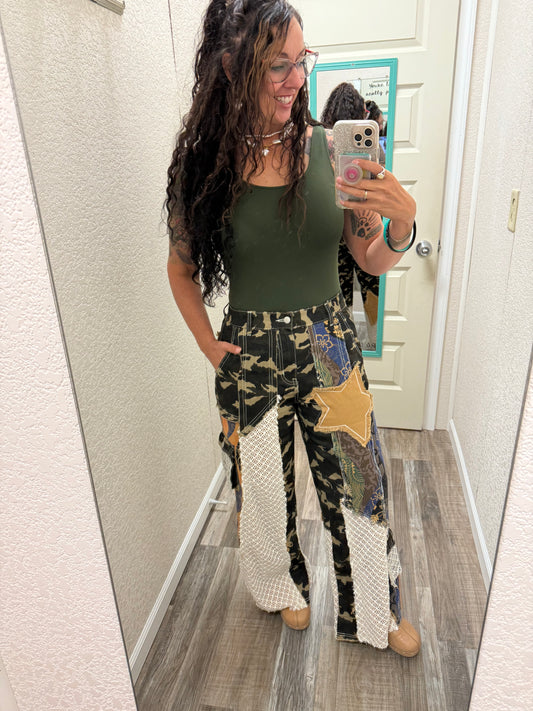 CamoStar Patchwork Wide Leg Pants