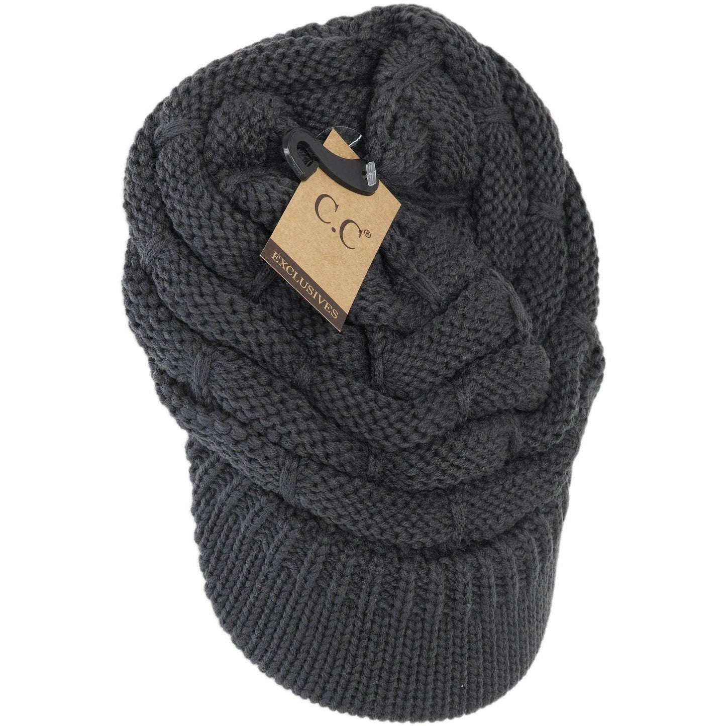 Ribbed Knit Hat with Brim