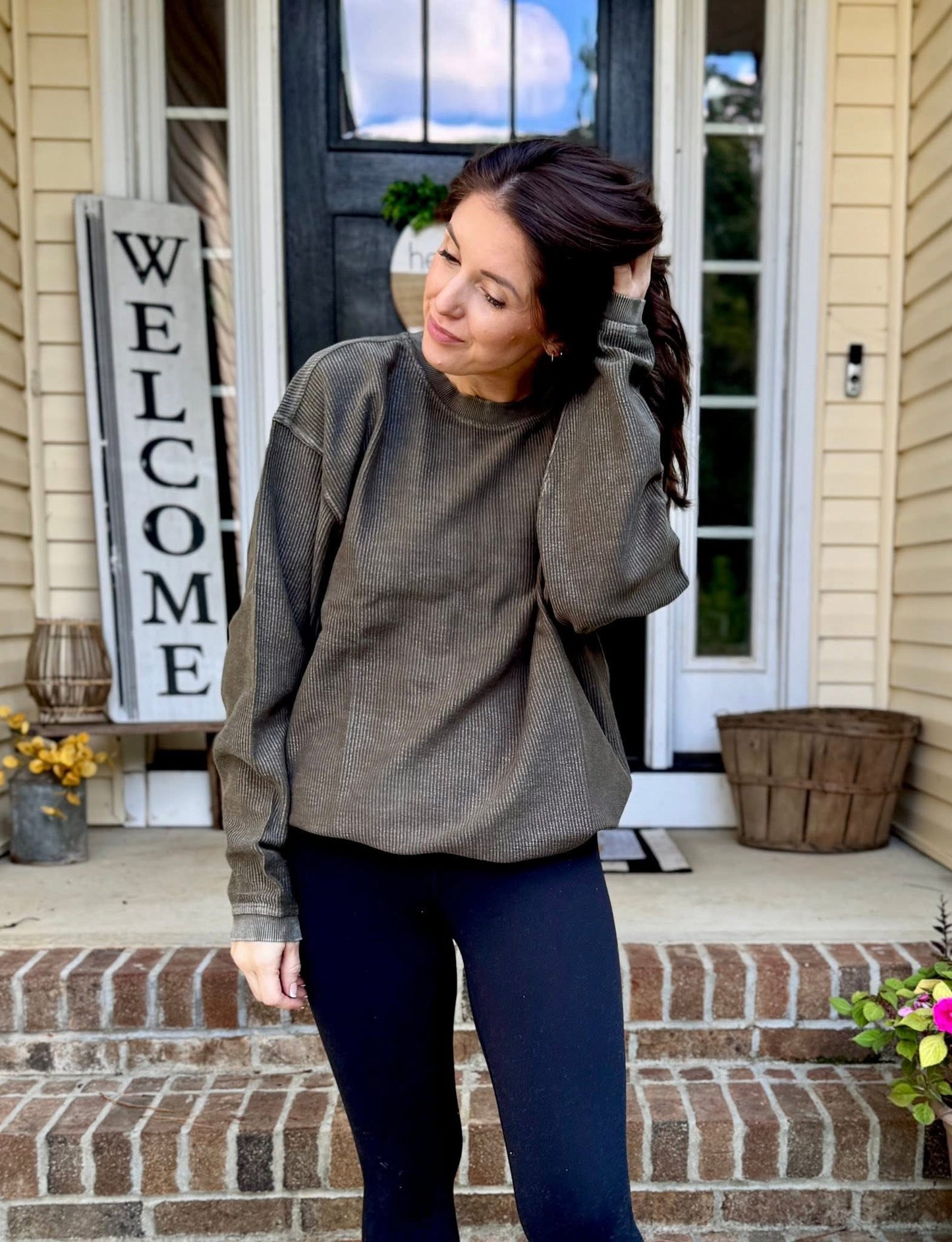 Hunter Green Luxe Corded Crew PreOrder ETA 10/7/25
