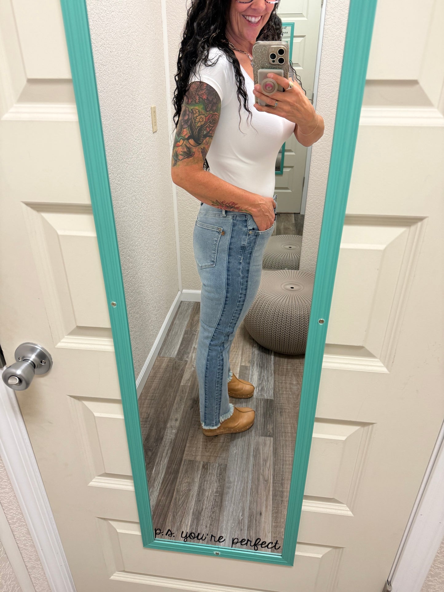 Nicole Vintage Wash Fray Hem Slim Fit Judy Blue Jeans