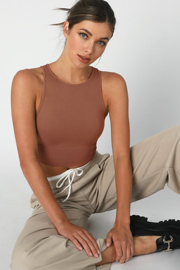 Mahogany Highneck Crop Top