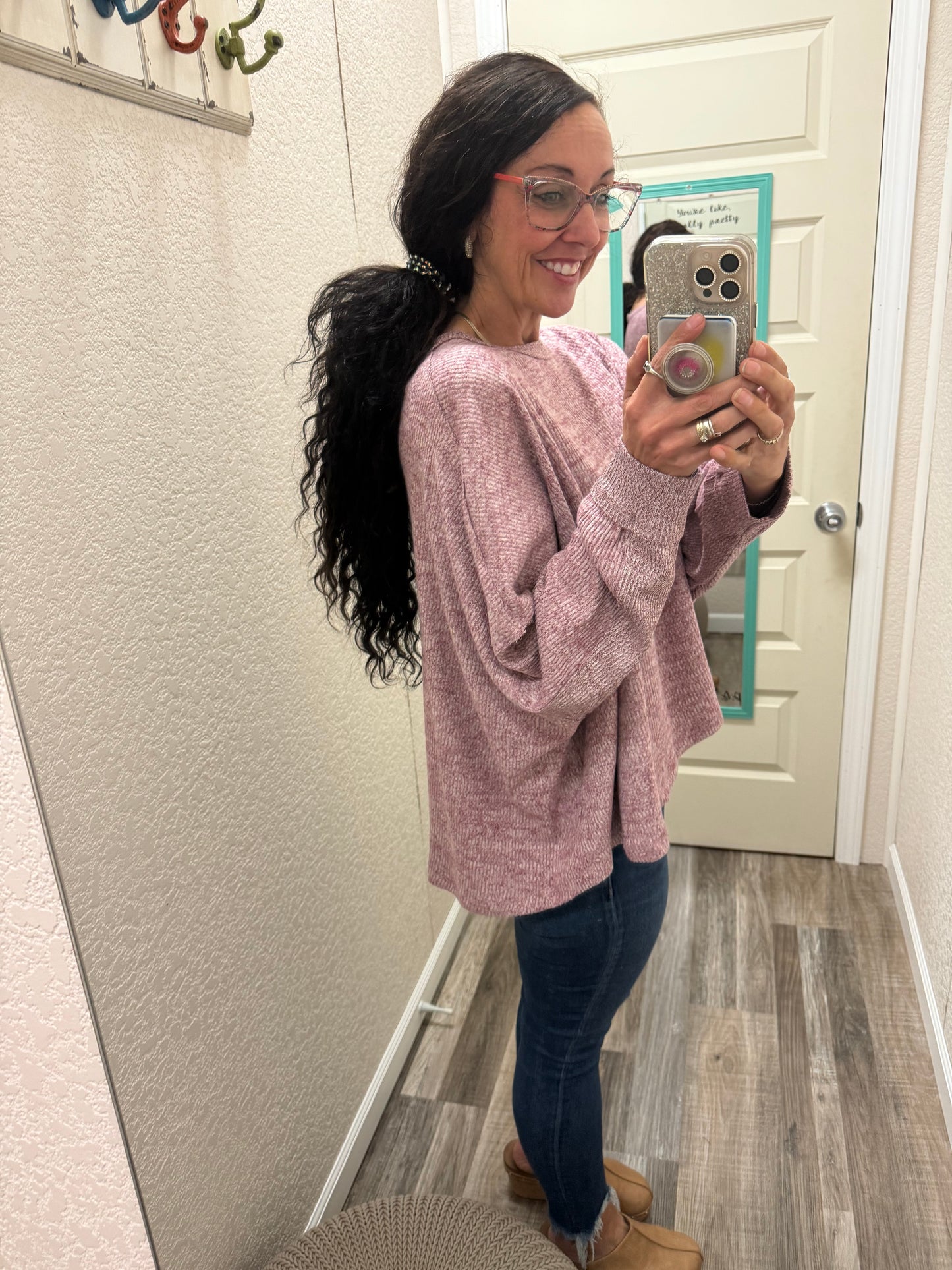 Hallie Oversized Long Sleeve Two Tone Solid Top