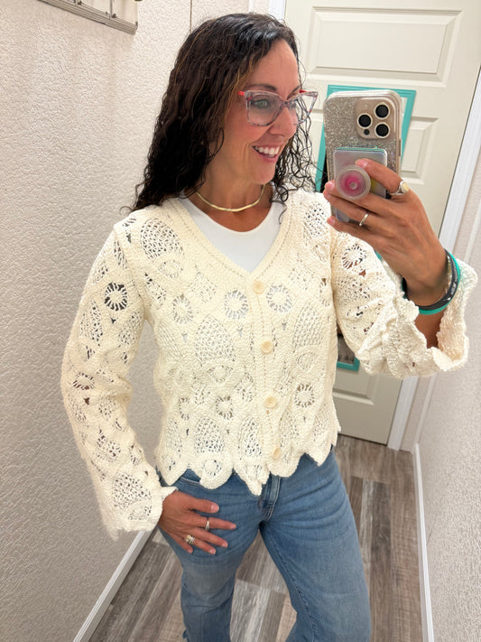 Denali Long Sleeve Crochet Cardigan