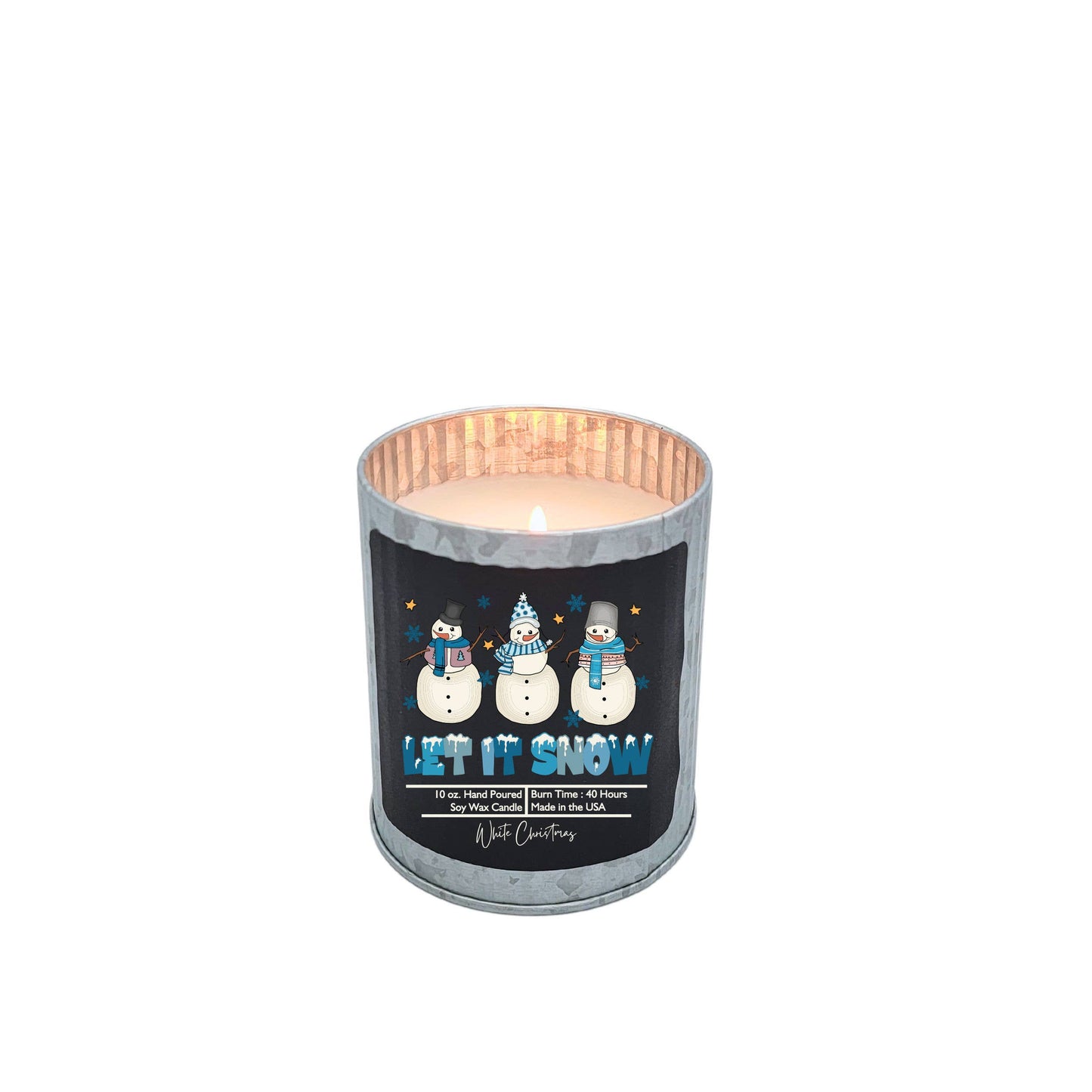 White Christmas - Let it Snow Soy Wax Candle - Rustic Tin Holiday Candles