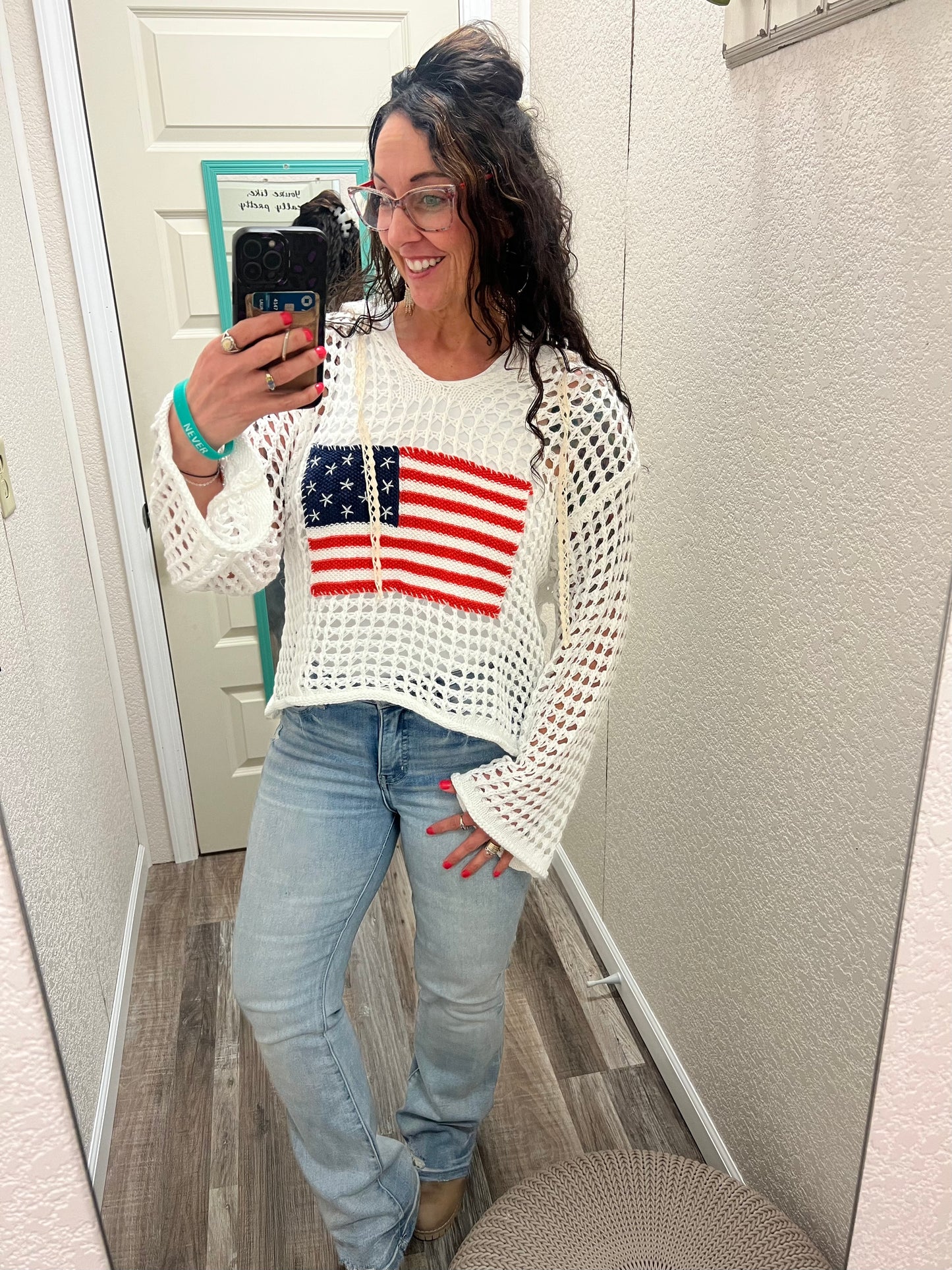American Summer Crochet Hoodie