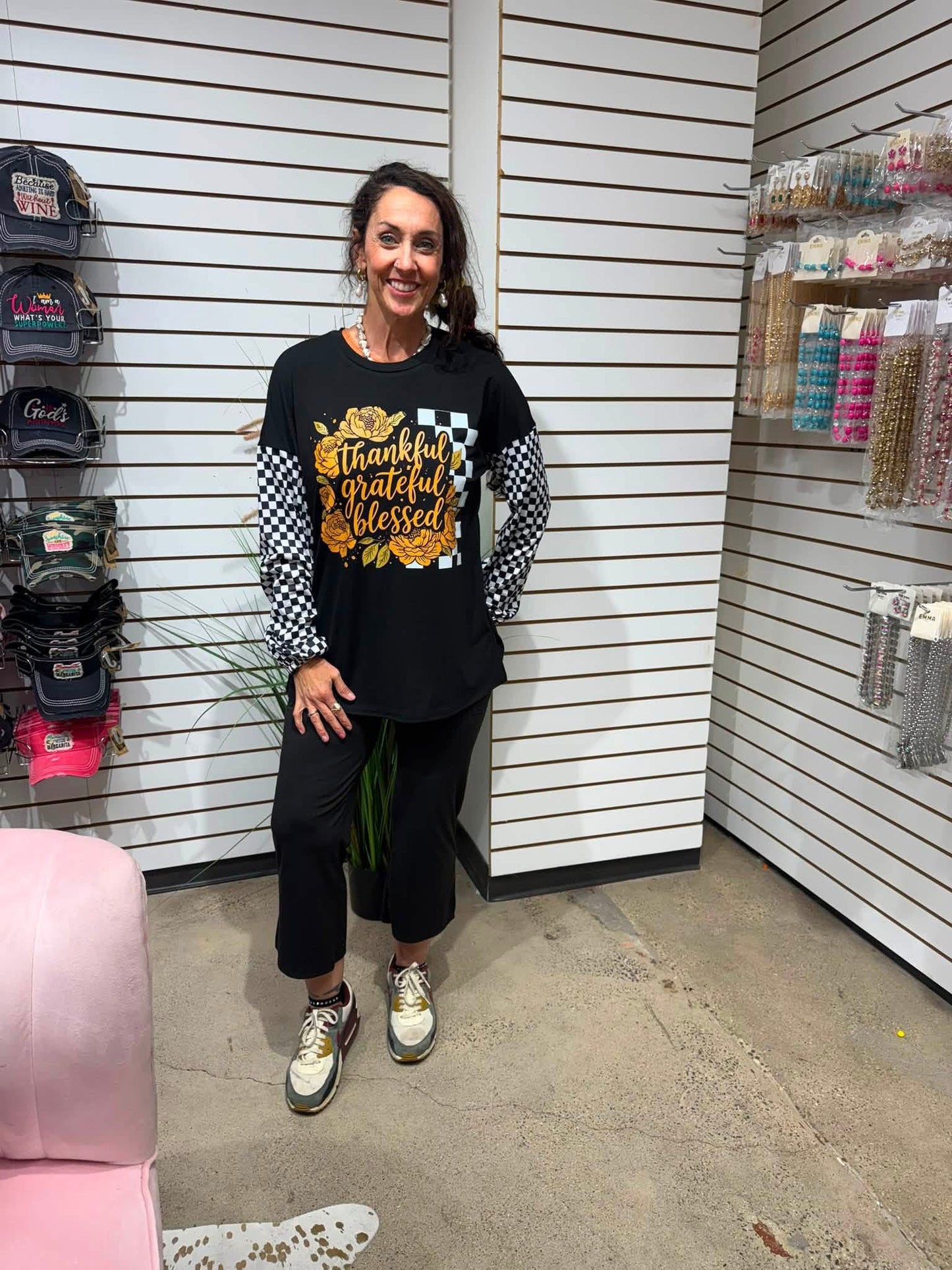 Thankful Grateful & Blessed Long Sleeve Top
