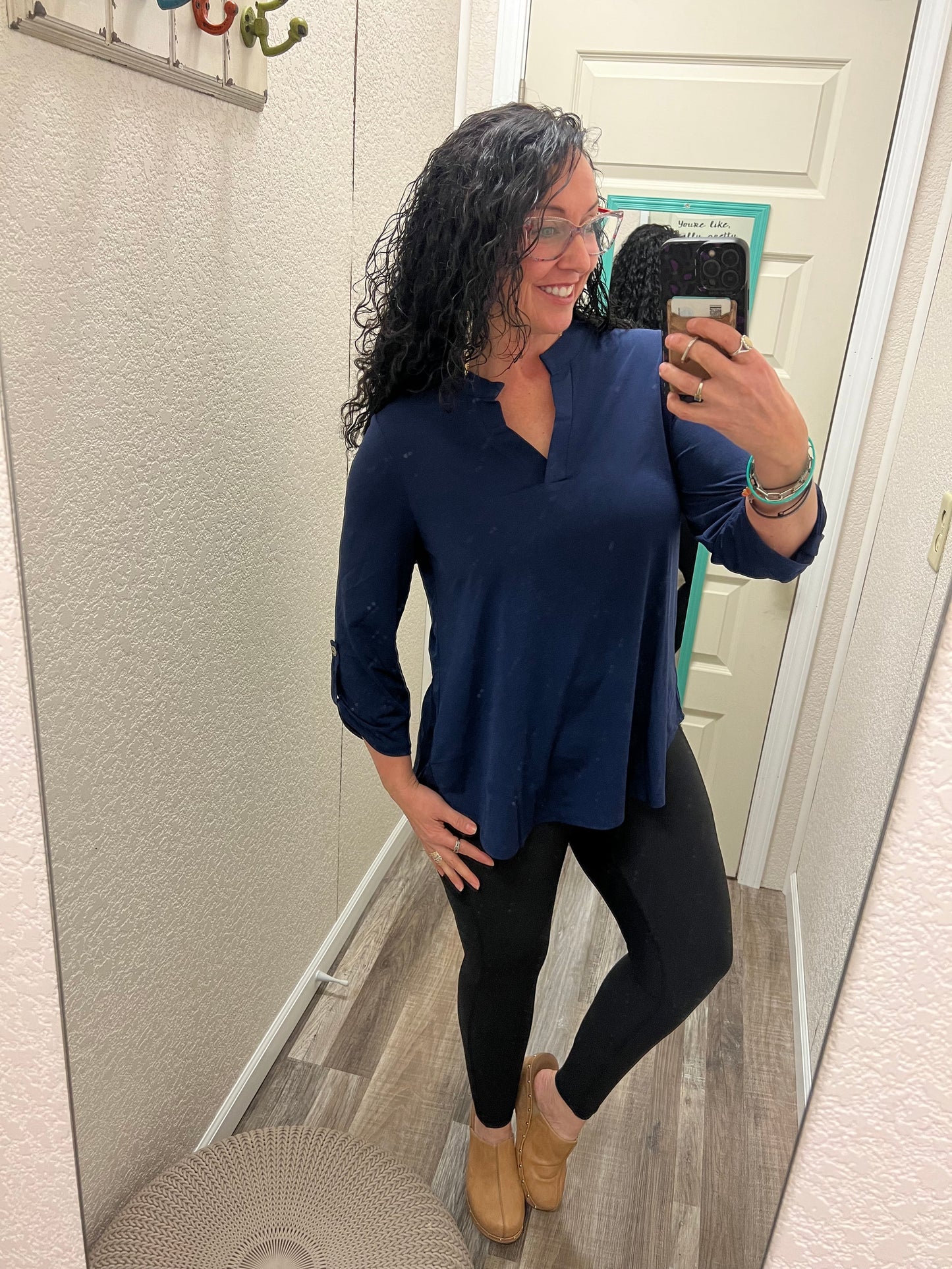 Solid Lizzy 3/4 length sleeve top