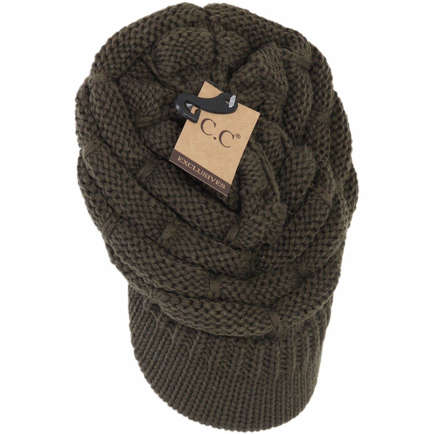 Ribbed Knit Hat with Brim