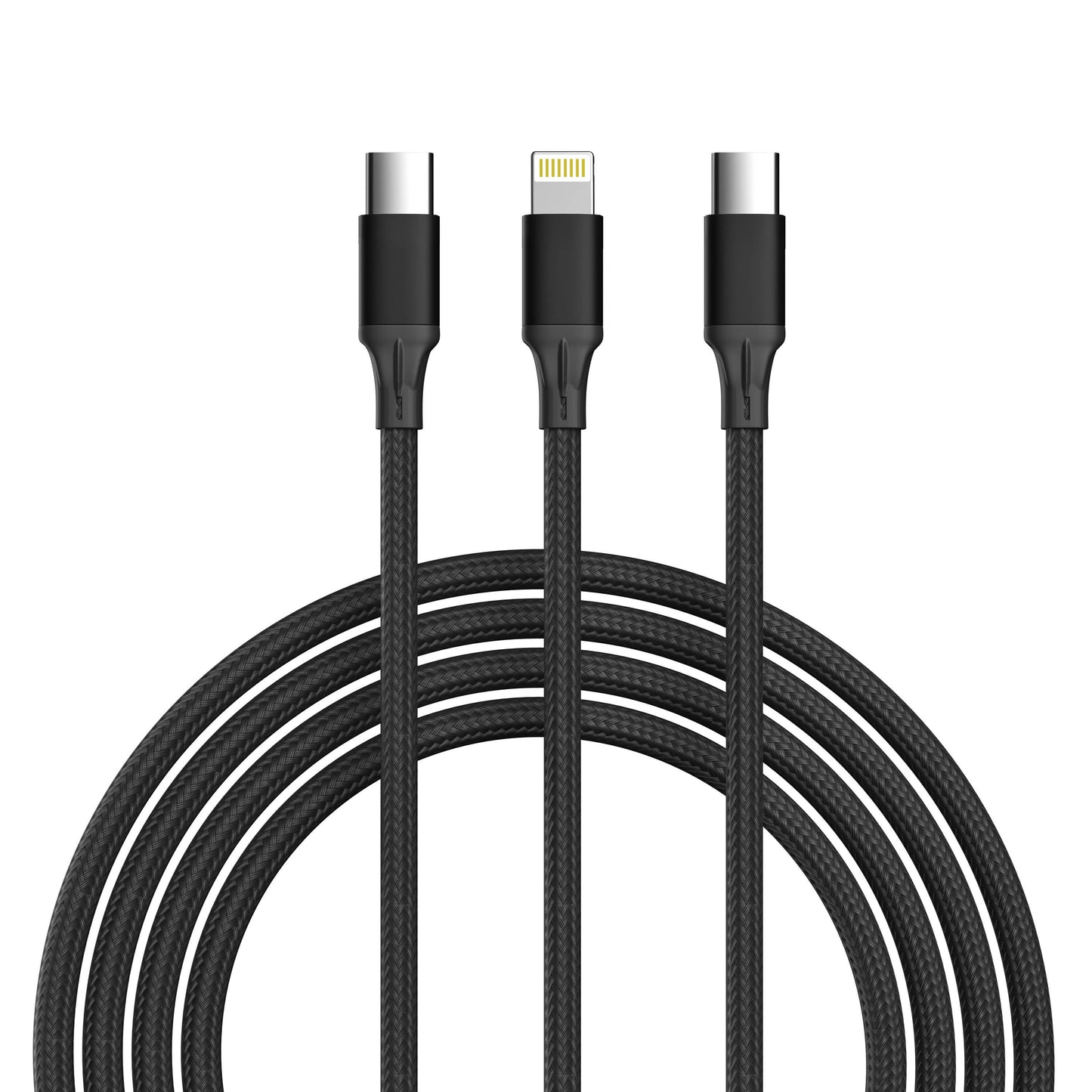 3-in-1 Pink Cable For IPhone/Ipad & Android Devices