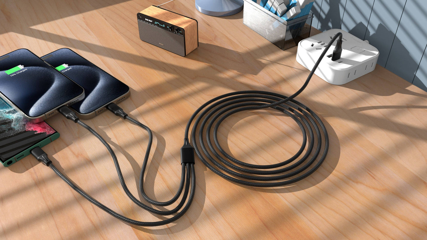 3-in-1 Blue Cable For IPhone/Ipad & Android Devices