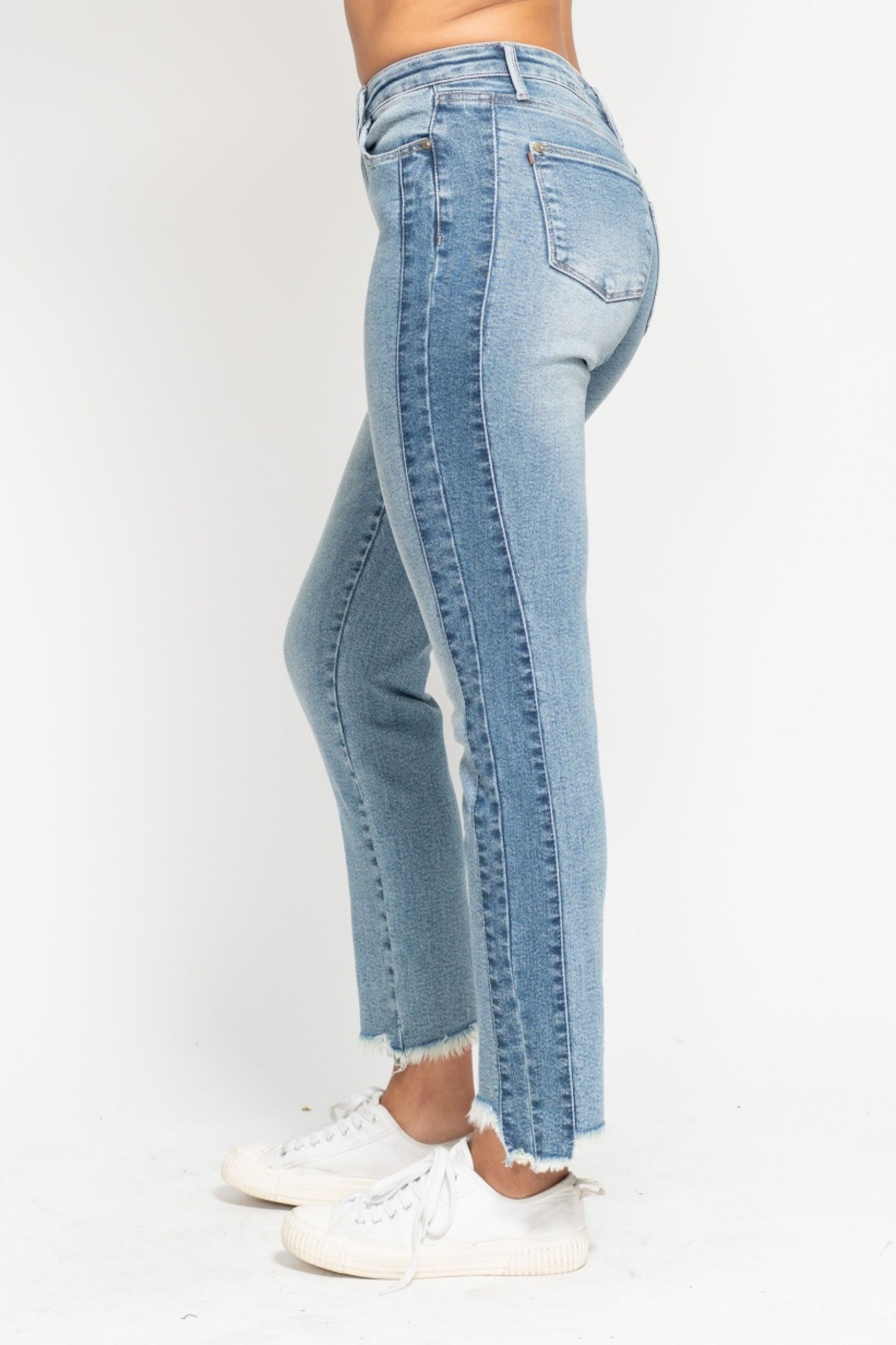 Nicole Vintage Wash Fray Hem Slim Fit Judy Blue Jeans