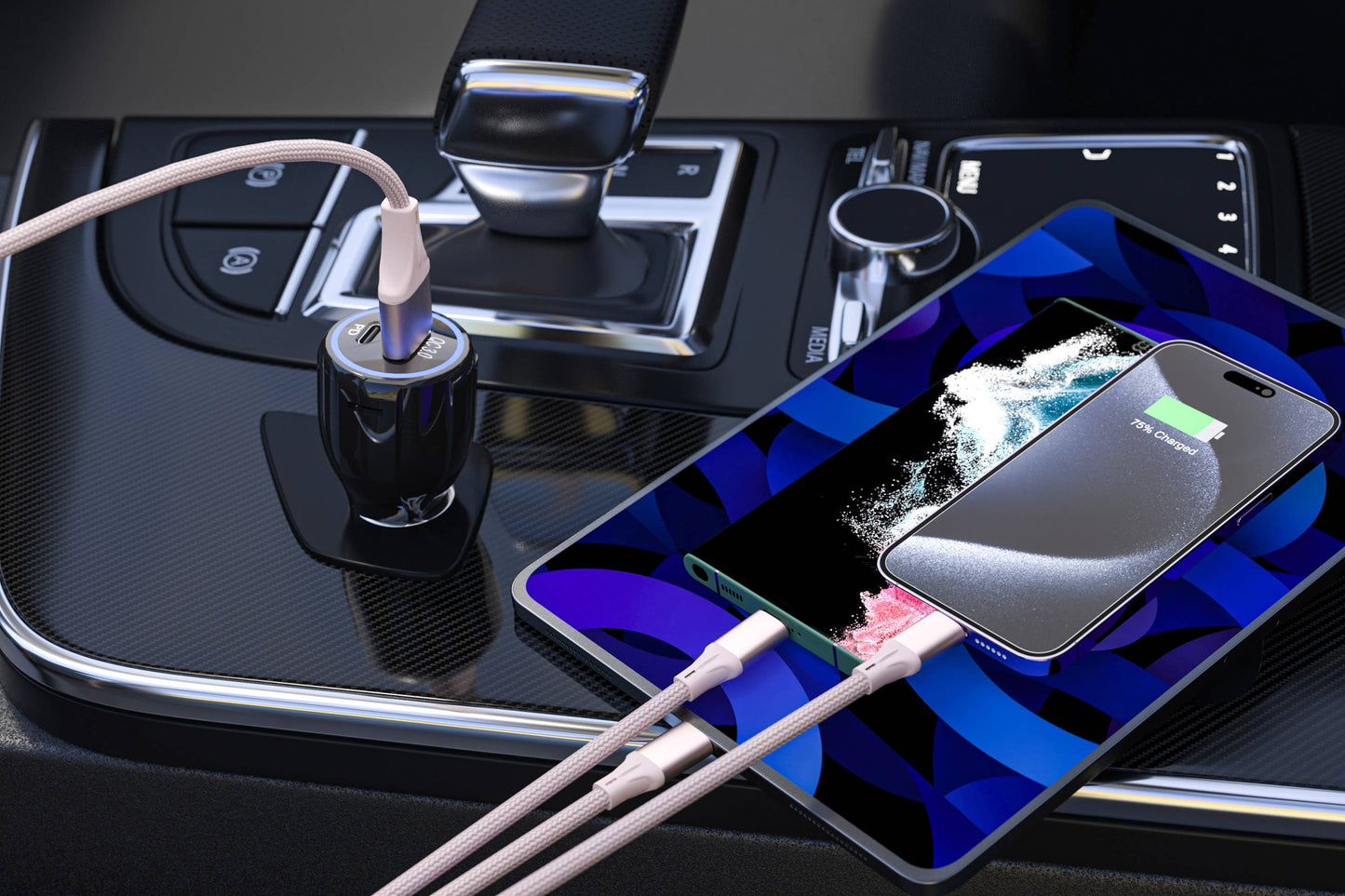 3-in-1 Blue Cable For IPhone/Ipad & Android Devices