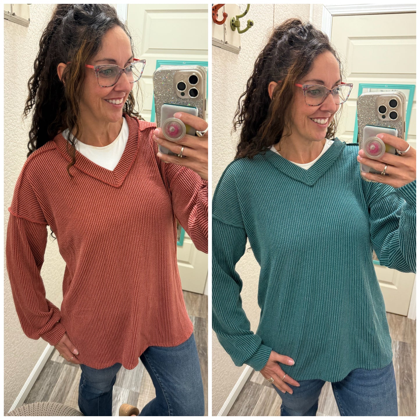 Autumn Nights Ribbed Long Sleeve Top