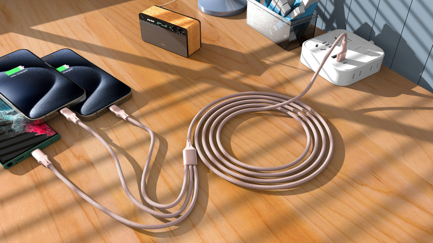 3-in-1 Blue Cable For IPhone/Ipad & Android Devices