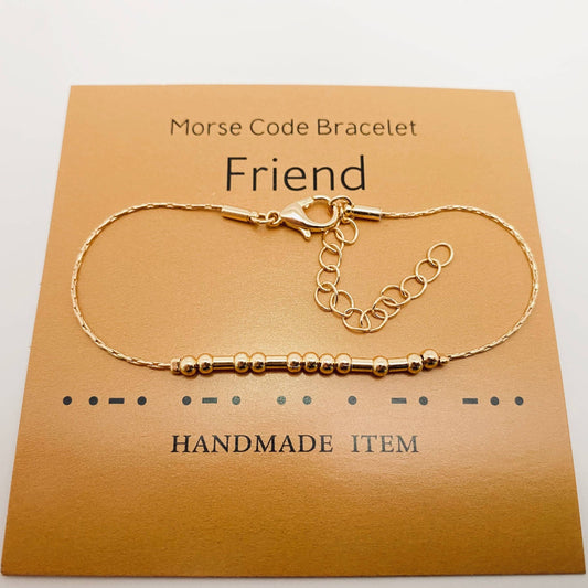 Friend Handmade Golden Morse Code Bracelet: