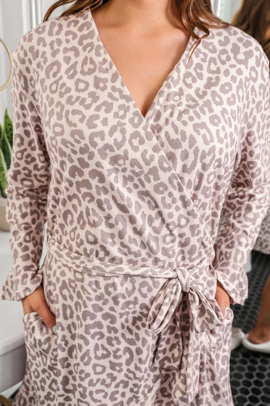 Almost Ready Ribbed Robe- Bella Leopard