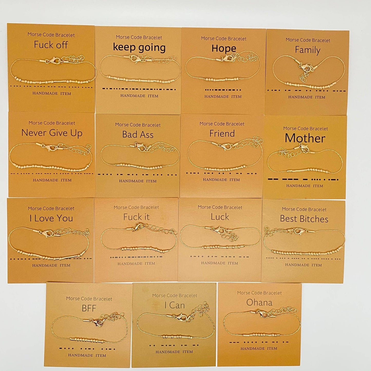 Never give up Handmade Golden Morse Code Bracelet: