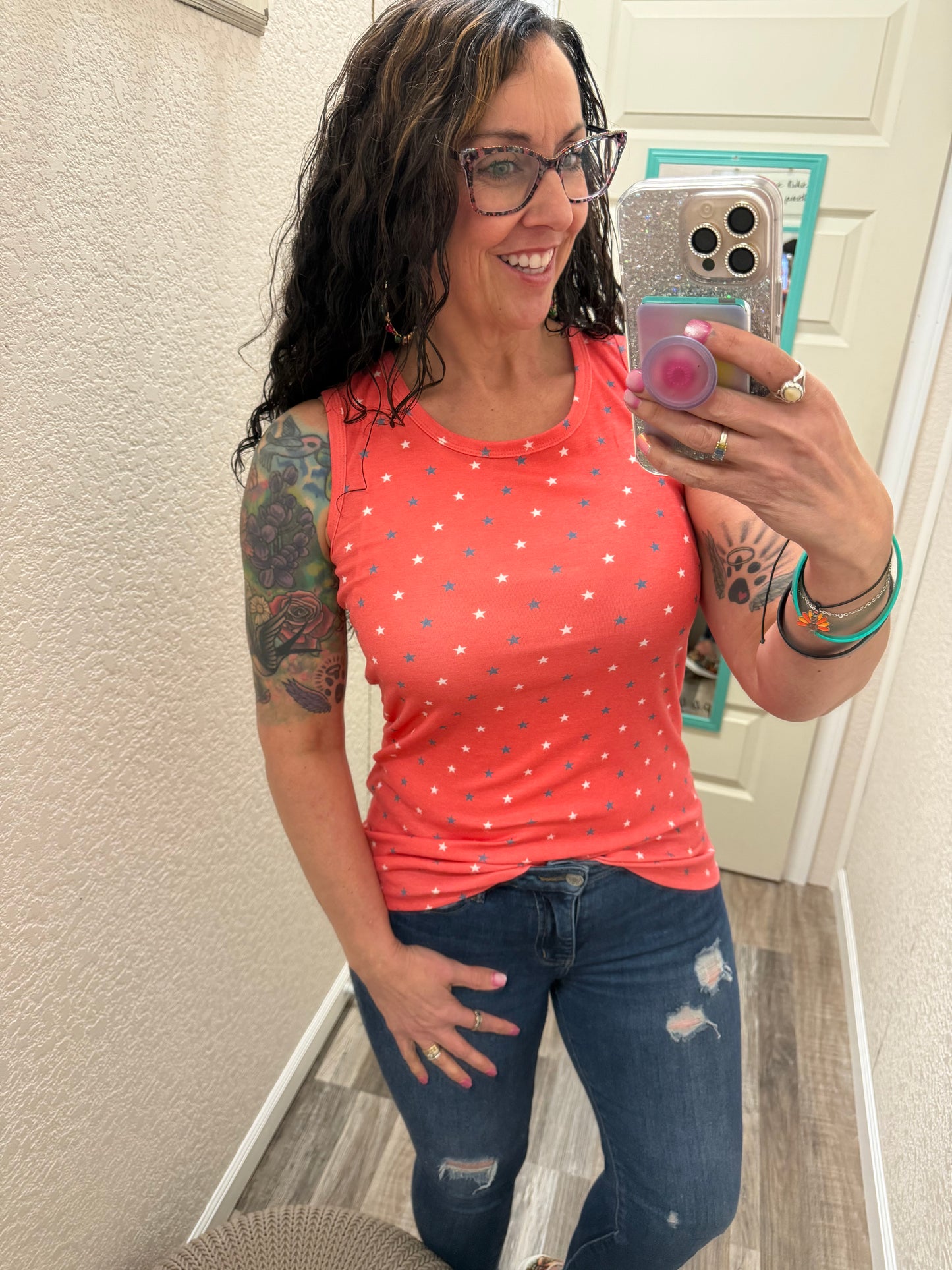 Ava Tank - Red Freedom Stars