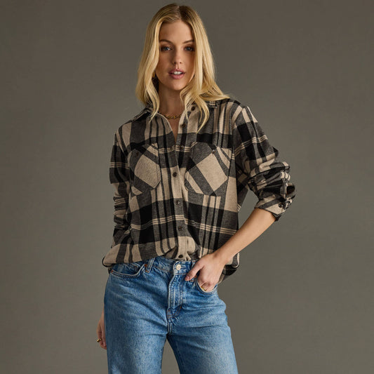 Black & Tan Button Up Flannel