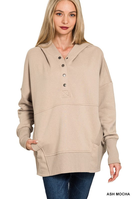 Addie Snap Front Fleece Hoodie