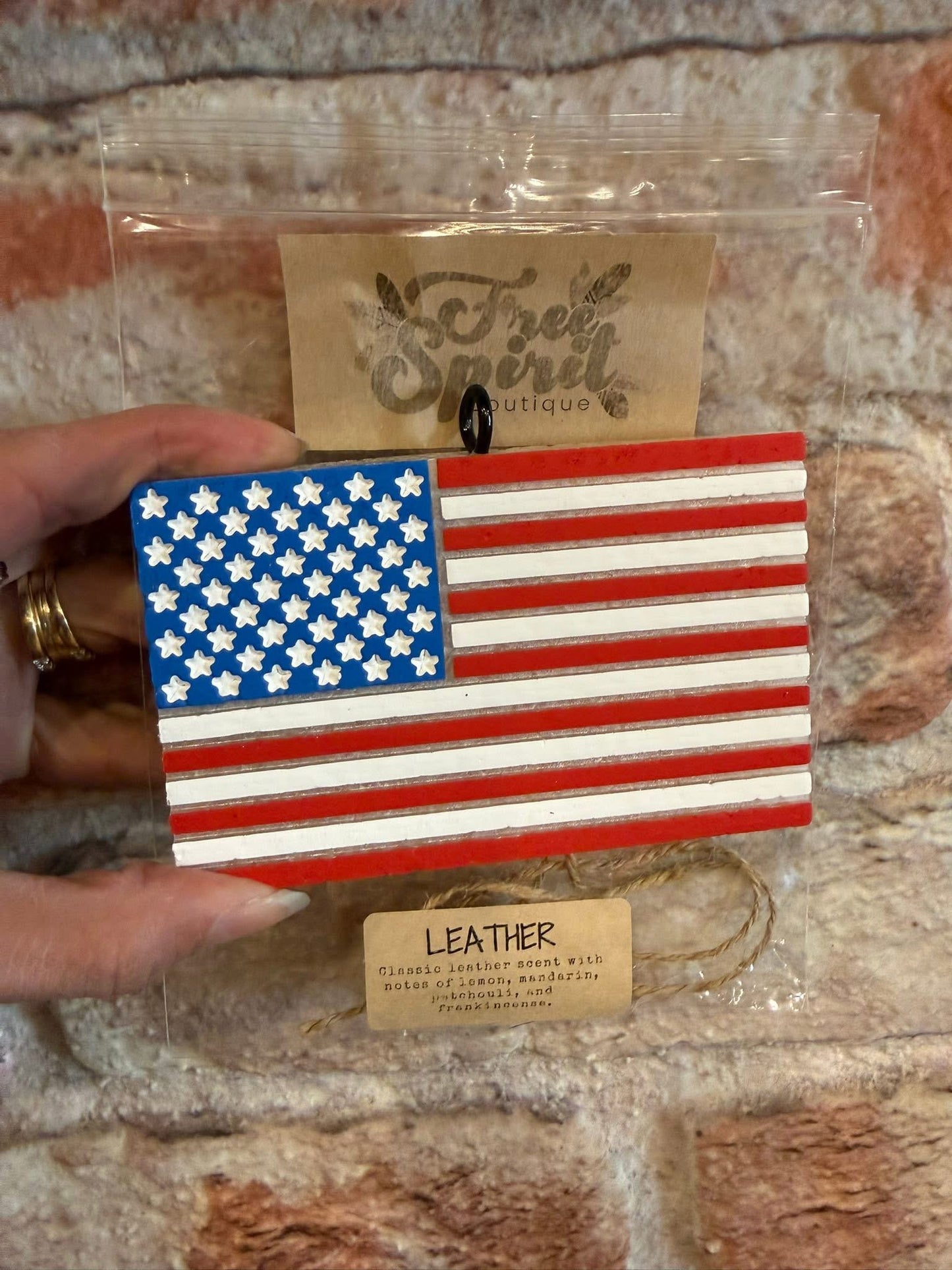 Flag Freshie - leather scent