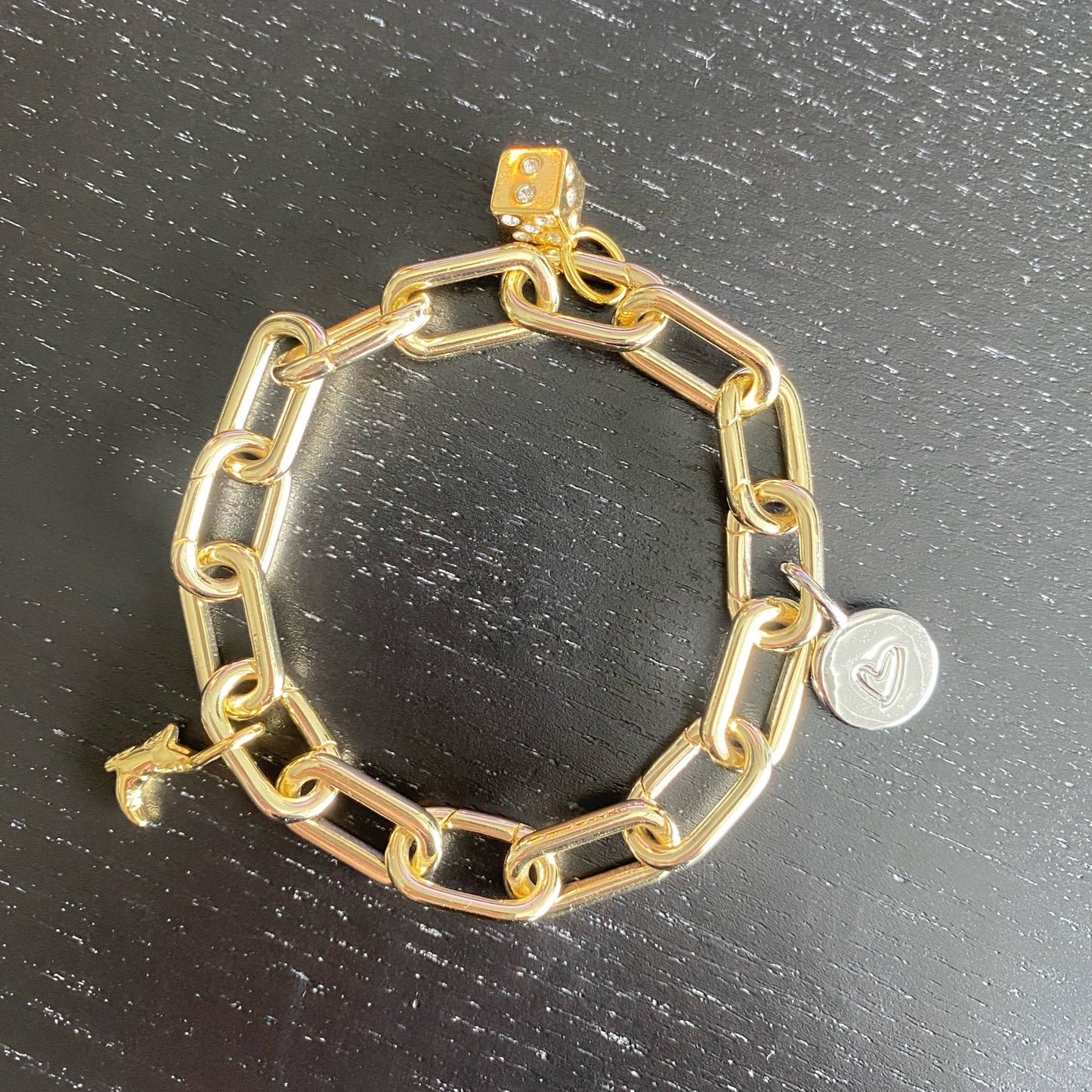 Token Charm Bracelet | Gold & Silver | Adjustable : Gold