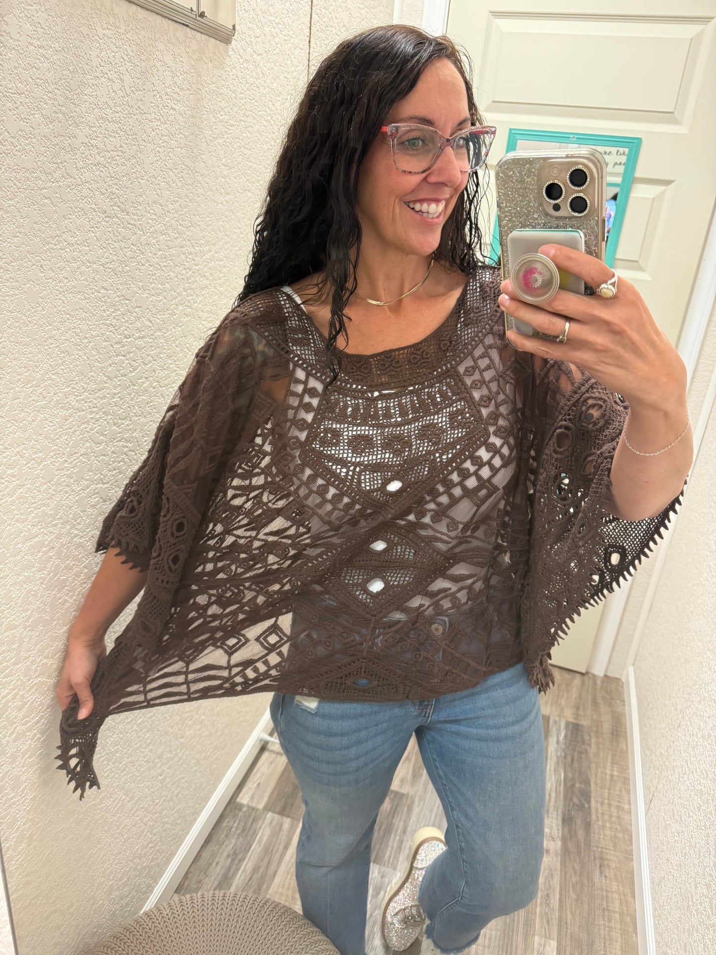 Brown Anastasia One Size Crochet Overlay