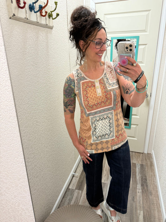 Cayla Henley Patchwork Tank