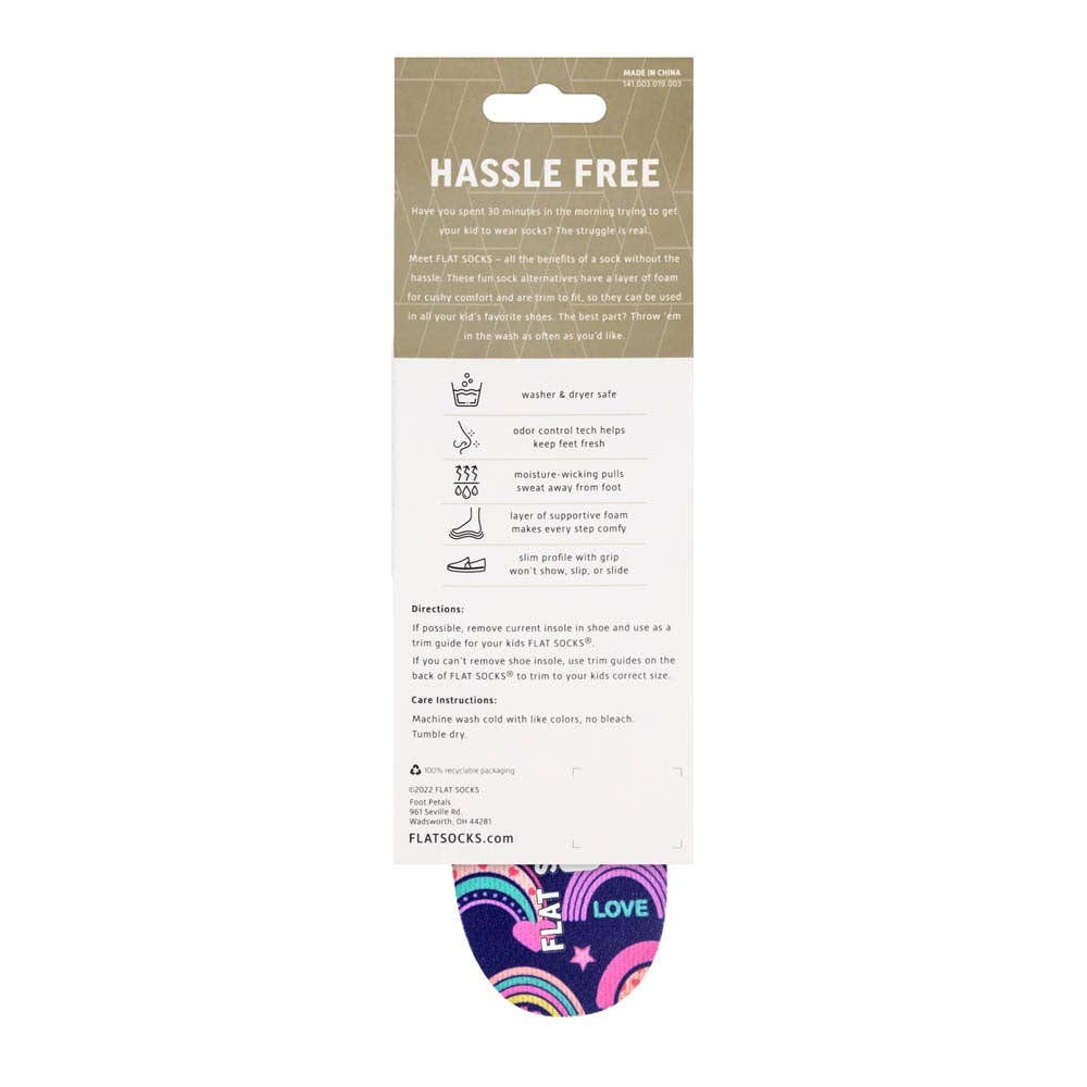 Rainbow Explosion FLAT SOCKS Kids: 8 Toddler to 4 Kid's