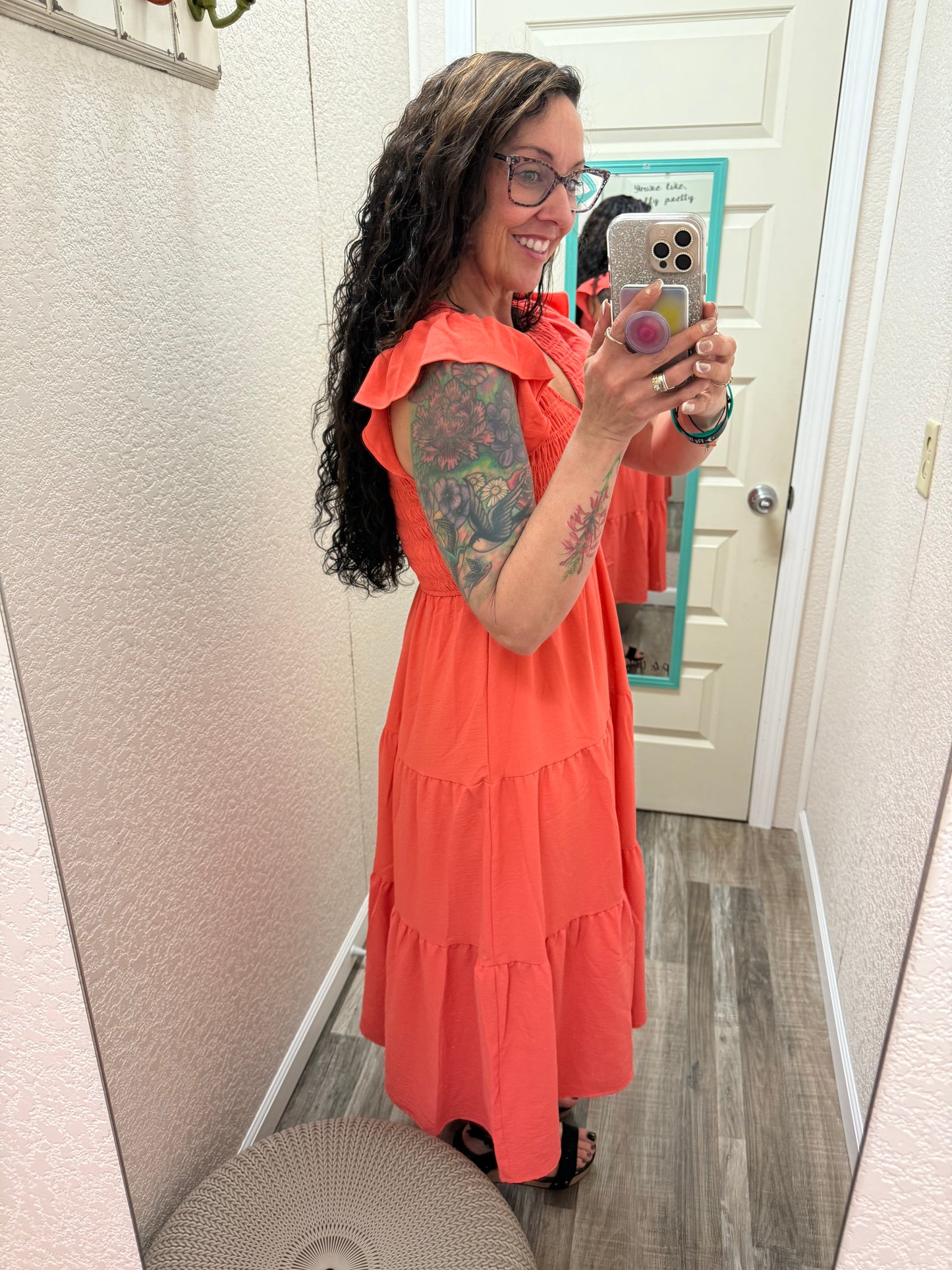 Flutter Sleeve Maxi Dress