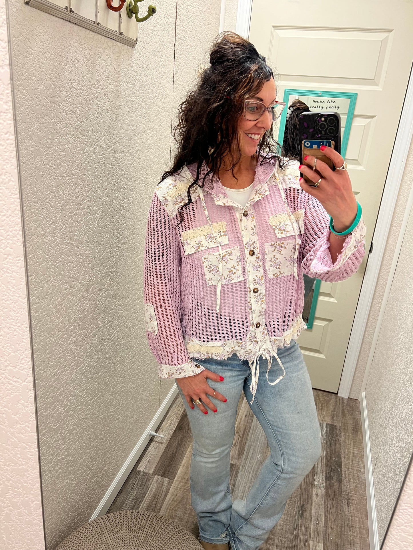 Lulu Crochet Button Up Hoodie