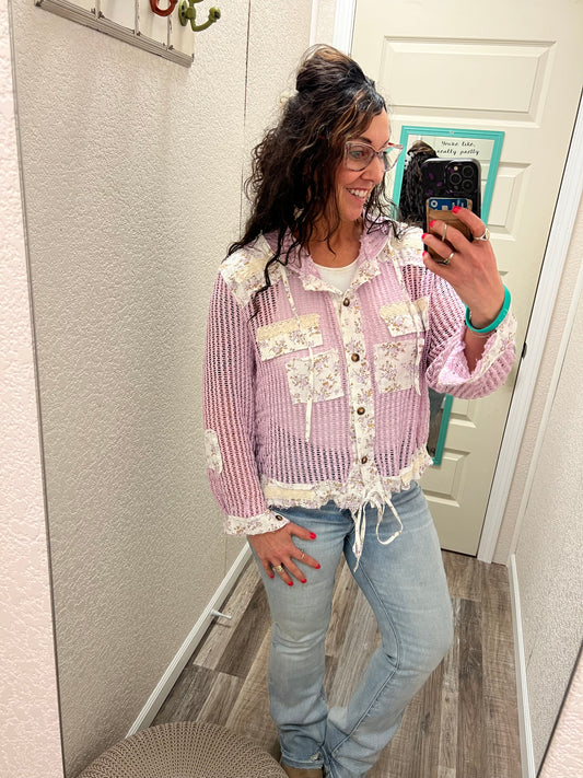 Lulu Crochet Button Up Hoodie