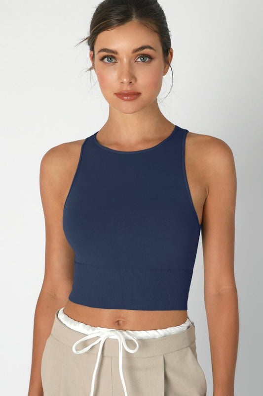 Indigo Highneck Crop Top