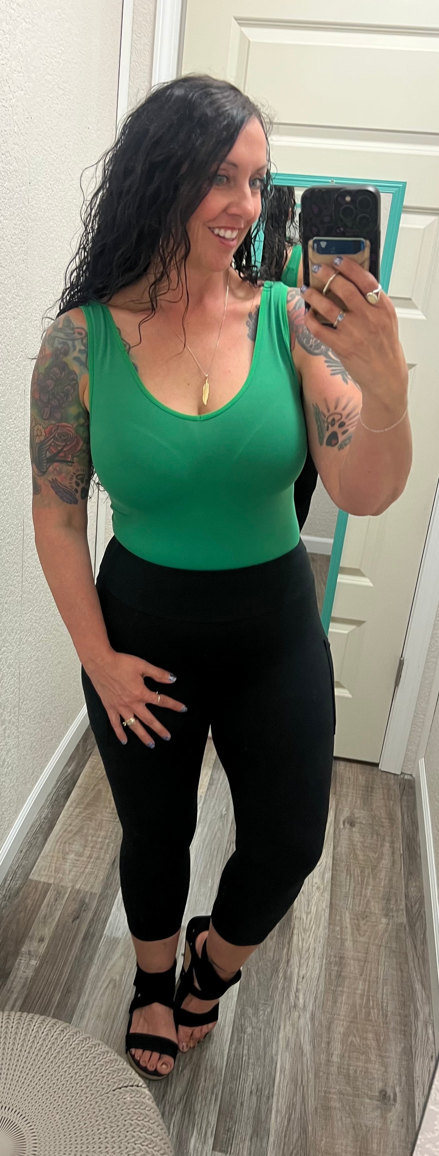 Kelly Green - Short - Reversible V or U neck Second Skin Tank