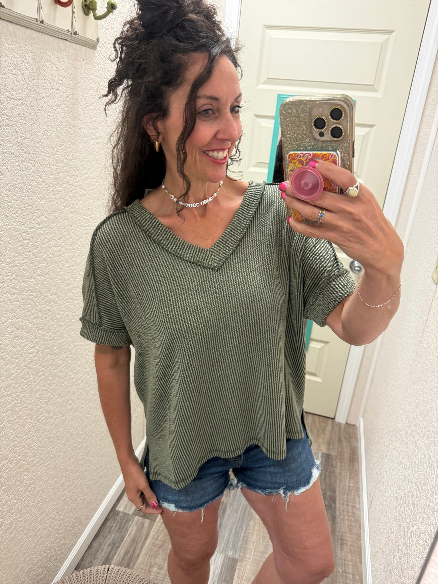 Courtney Corded V neck