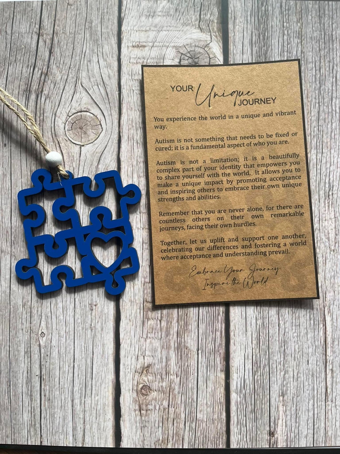 Your Unique Journey Autism story card ornament