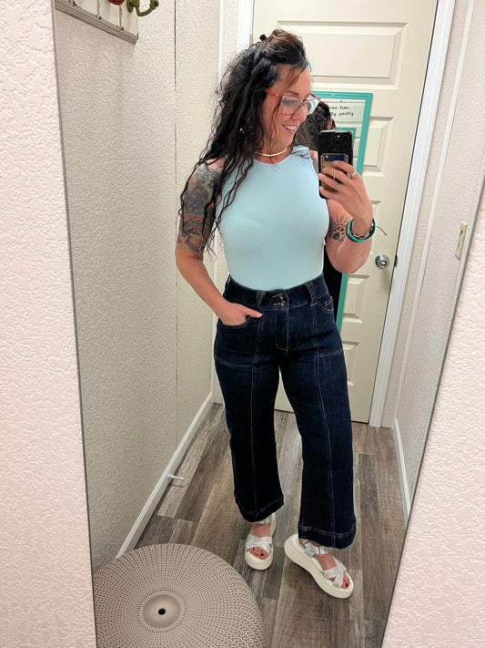 Michelle Cropped Wide Leg Mica Denim Pants